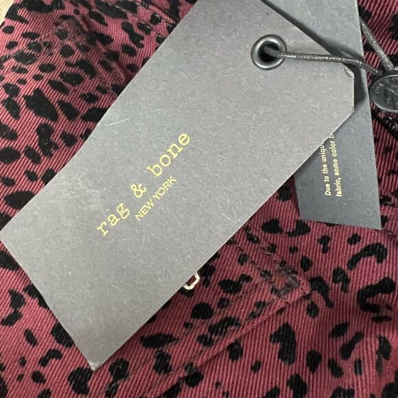Rag & Bone velvet burgundy cheetah print pants   Hana size 27 new rocker edgy - Picture 10 of 13
